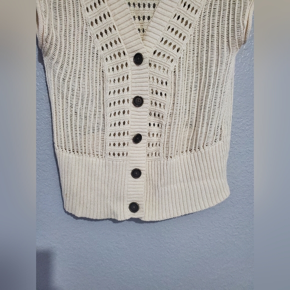 MUDD 100% Cotton Country White Plunging V-Neck Crochet Buttom Down Vest Size XL - Picture 5 of 11